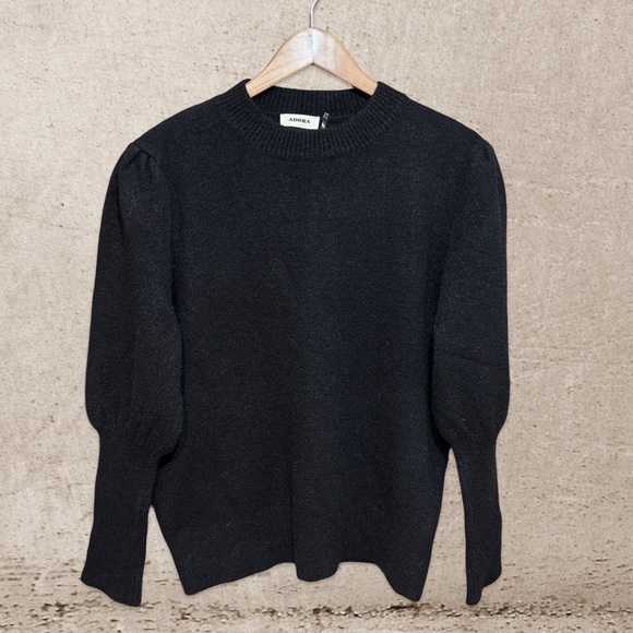 ADORA Black Crew Neck Sweater with Long Sleeves - Picture 1 of 3